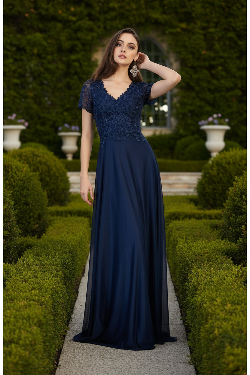 VESTIDO LARGO GRACE AZUL MARINO