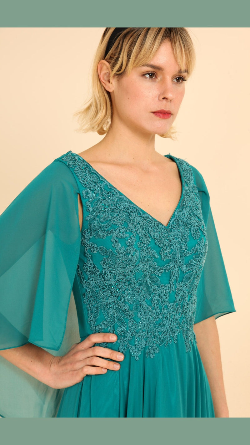 VESTIDO DE FIESTA LARGO L0275 VERDE
