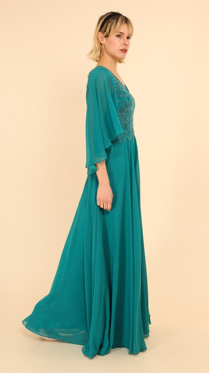 VESTIDO DE FIESTA LARGO L0275 VERDE