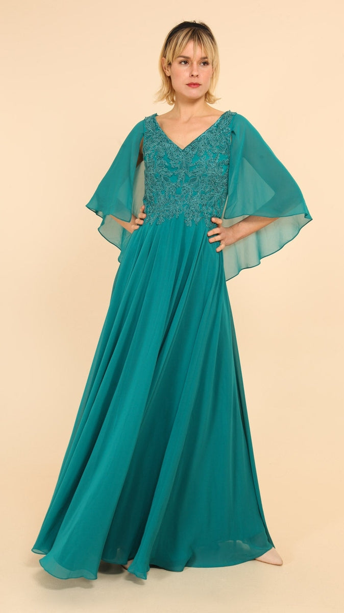 VESTIDO DE FIESTA LARGO L0275 VERDE