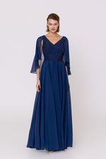 VESTIDO DE FIESTA LARGO L0275 AZUL MARINO