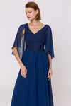 VESTIDO DE FIESTA LARGO L0275 AZUL MARINO