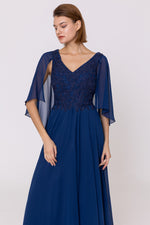 VESTIDO DE FIESTA LARGO L0275 AZUL MARINO