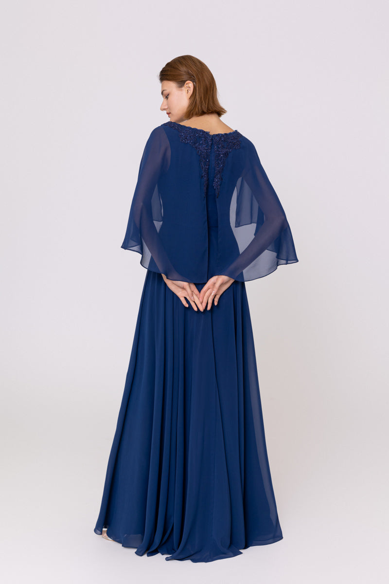 VESTIDO DE FIESTA LARGO L0275 AZUL MARINO