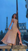 VESTIDO DE FIESTA LARGO L8031P ROSE GOLD