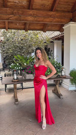 VESTIDO DE FIESTA LARGO L527006 ROJO