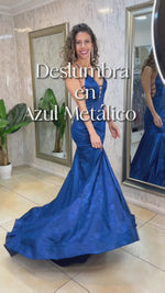 VESTIDO LARGO L7739 AZUL