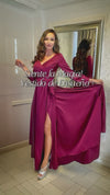 VESTIDO LARGO SATIN MANGAS L19691 BURDEO
