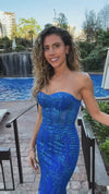 VESTIDO DE FIESTA LARGO L2363 AZUL REY
