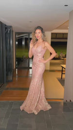 VESTIDO DE FIESTA LARGO L2380 ROSE GOLD