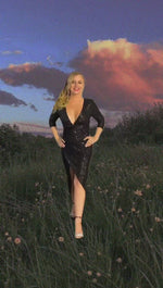VESTIDO DE FIESTA LARGO L6375 NEGRO