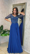 VESTIDO LARGO L746 AZUL MARINO