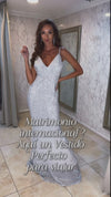 VESTIDO LARGO L50568 PLATEADO