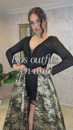 VESTIDO LARGO Y ENTERITO CORTO LJ130 NEGRO