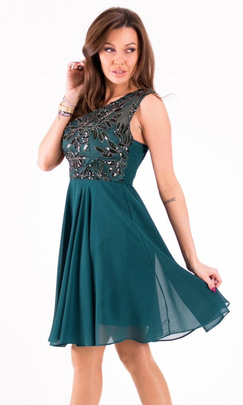 VESTIDO MEDIO M1298 VERDE ESMERALDA