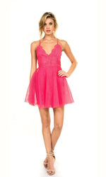 VESTIDO CORTO C1403 FUCSIA