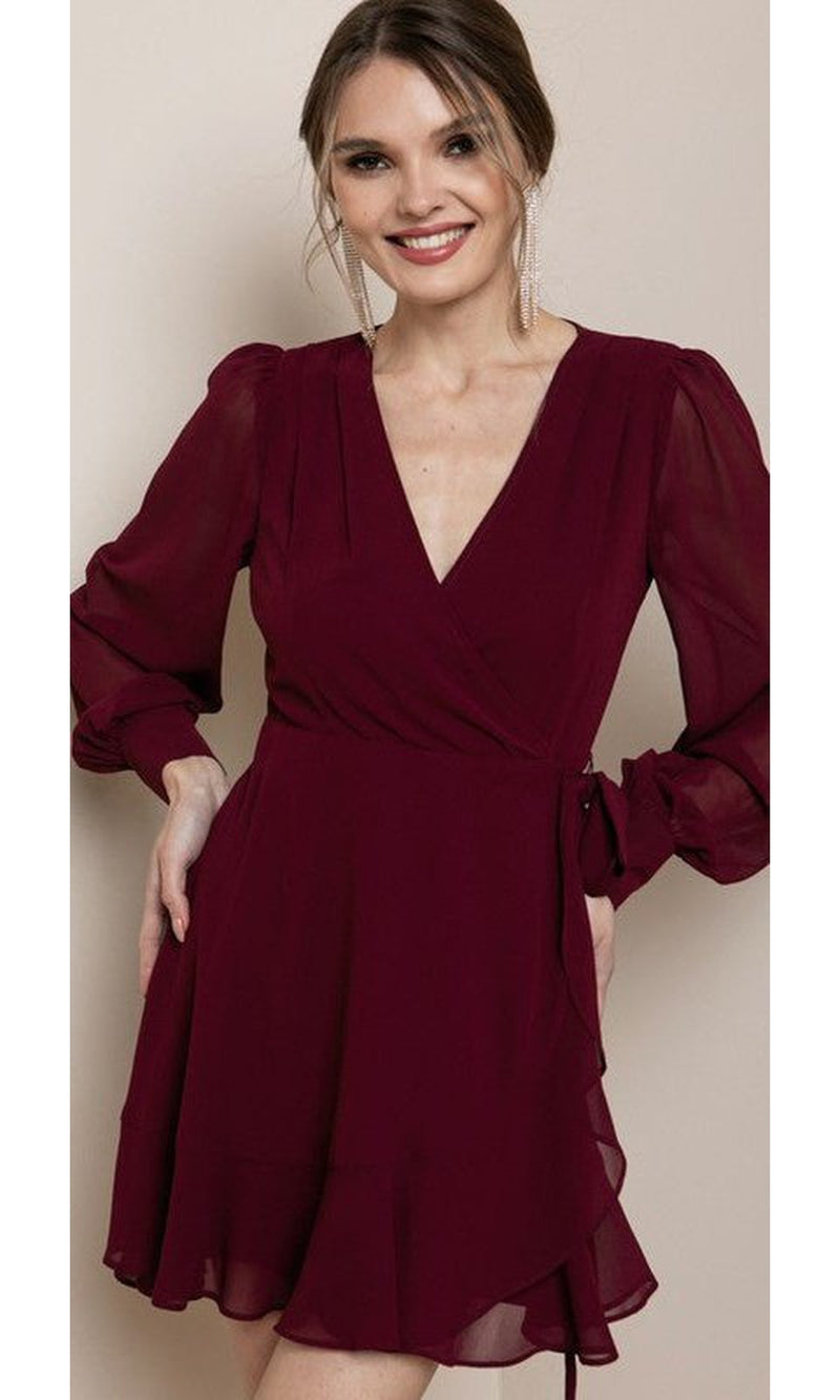 Vestido burdeo corto cheap