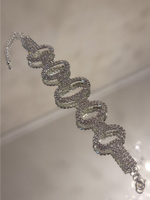 PULSERA STRASS OVALOS PLATEADA