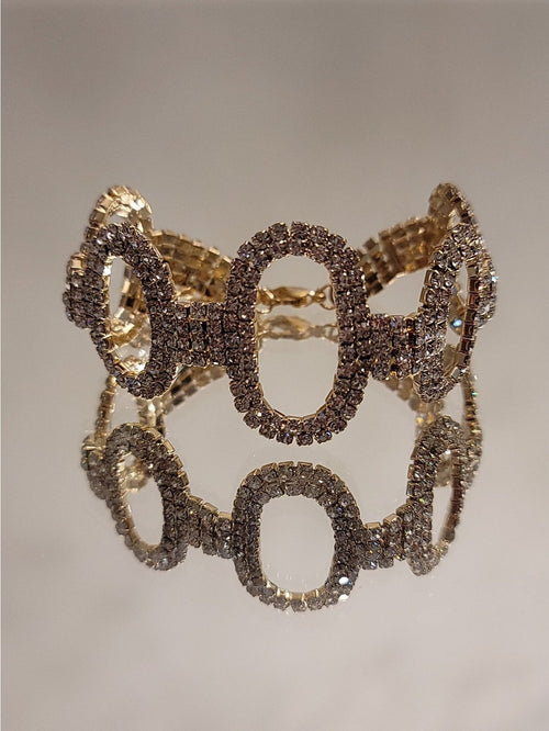 PULSERA STRASS OVALOS DORADA