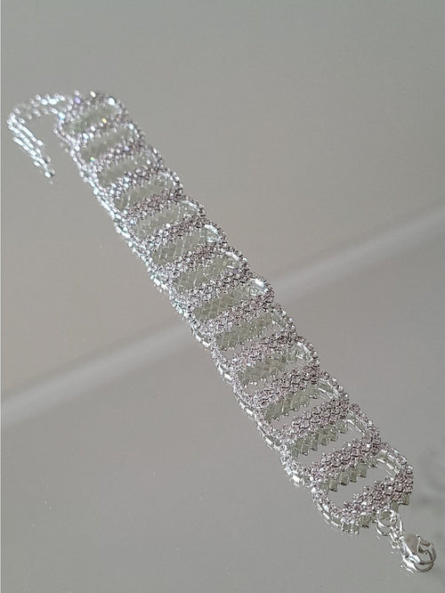 PULSERA STRASS CHAIN PLATEADA