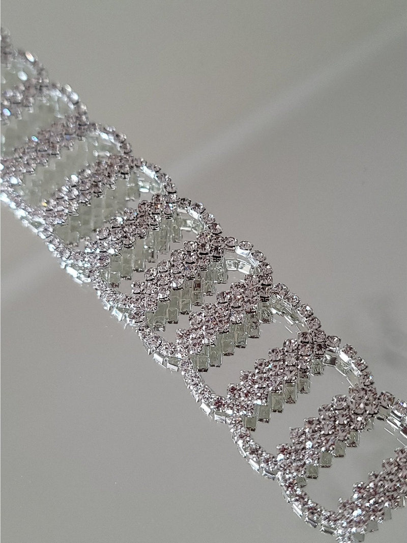 PULSERA STRASS CHAIN PLATEADA