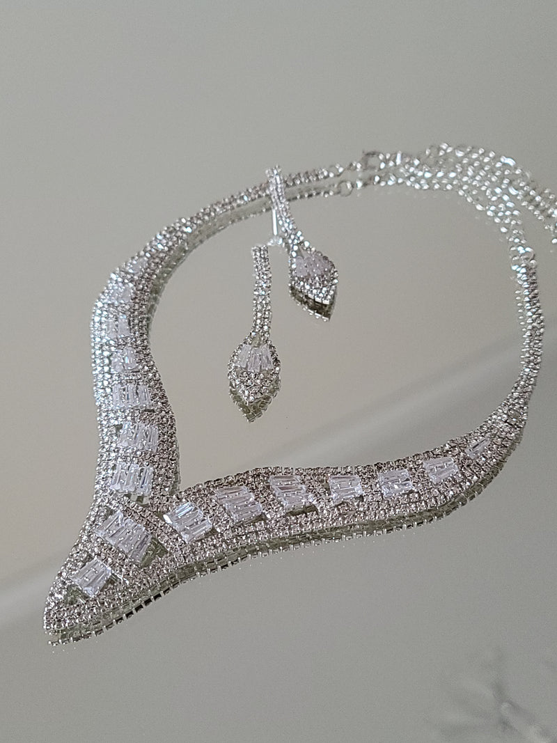 CONJUNTO  ARO Y COLLAR CJ12PL PLATEADO