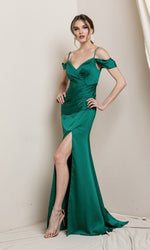 VESTIDO LARGO L19715 VERDE ESMERALDA