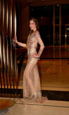 VESTIDO LARGO L18576 BEIGE