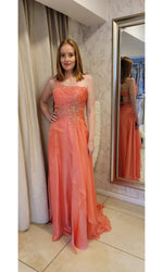 VESTIDO LARGO L5446 CORAL