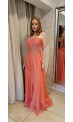 VESTIDO LARGO L5446 CORAL