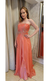 VESTIDO LARGO L5446 CORAL