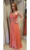 VESTIDO LARGO L5446 CORAL