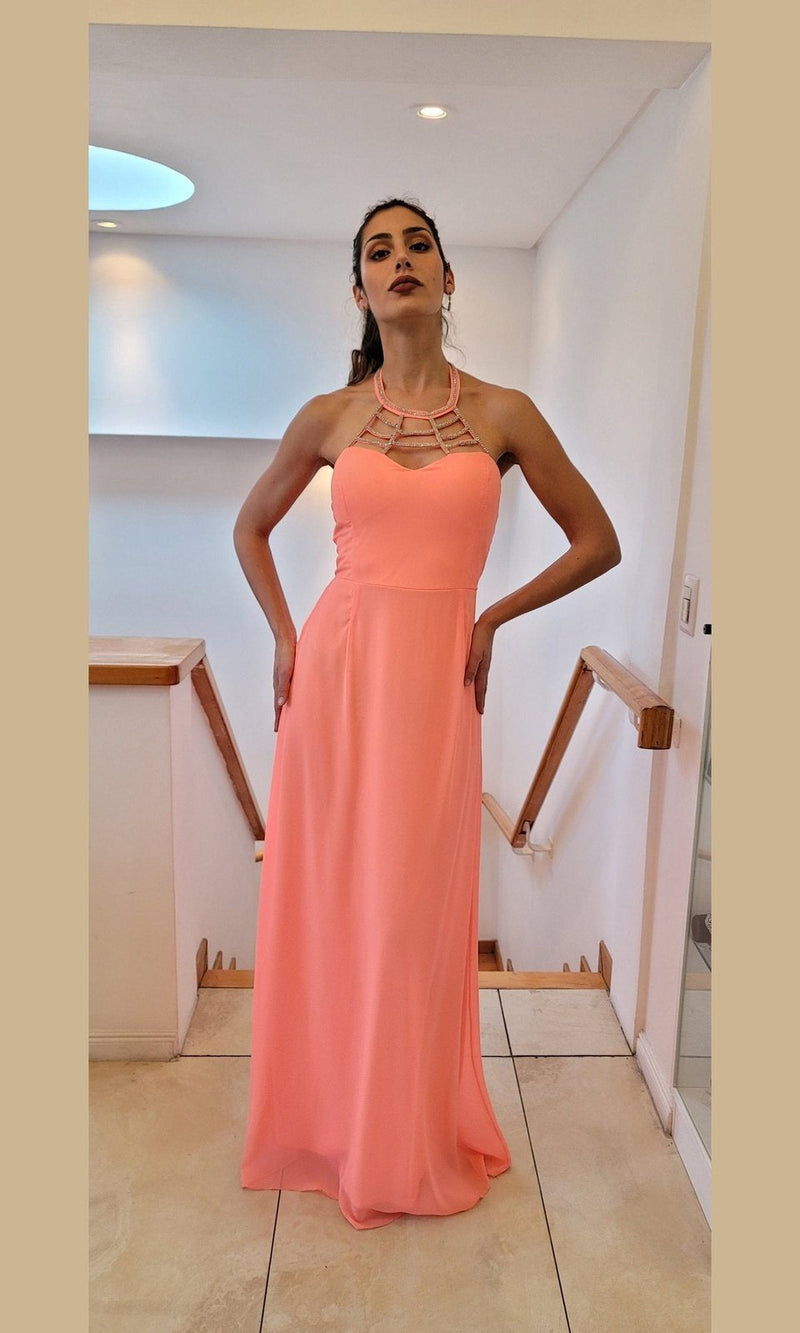 VESTIDO LARGO L626 CORAL