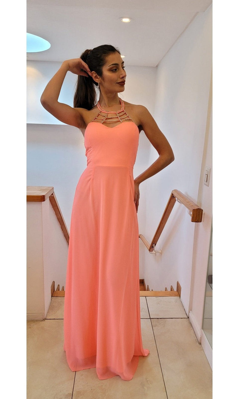 VESTIDO LARGO L626 CORAL