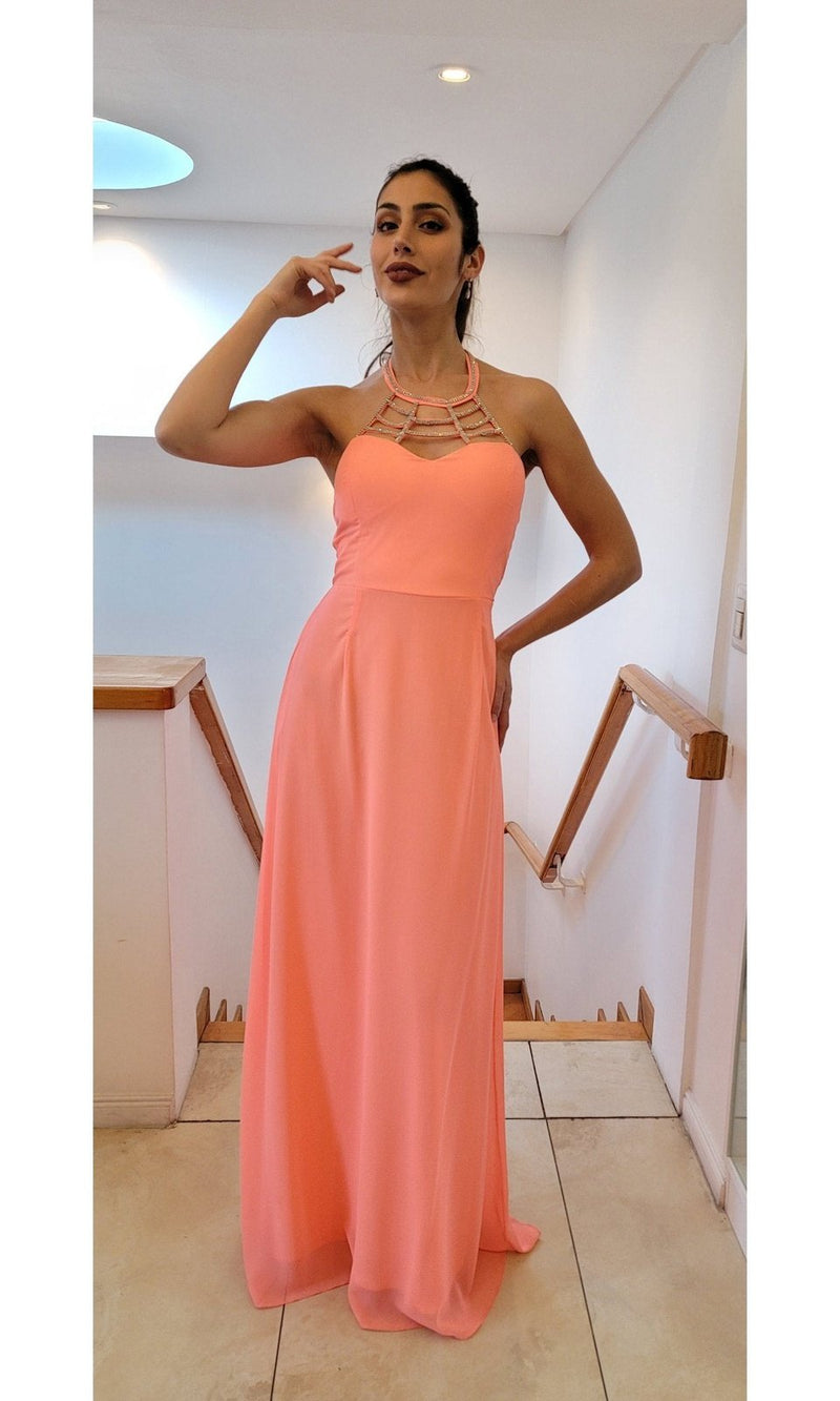 VESTIDO LARGO L626 CORAL