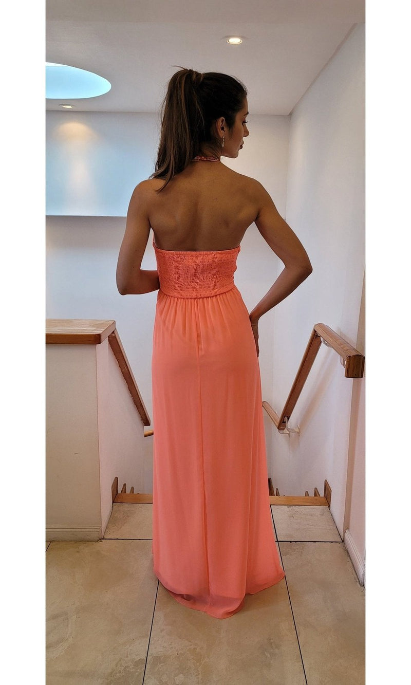 VESTIDO LARGO L626 CORAL