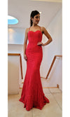 VESTIDO DE FIESTA LARGO ROJO SIN ESPALDA CORTE SIRENA L2281 ROJO