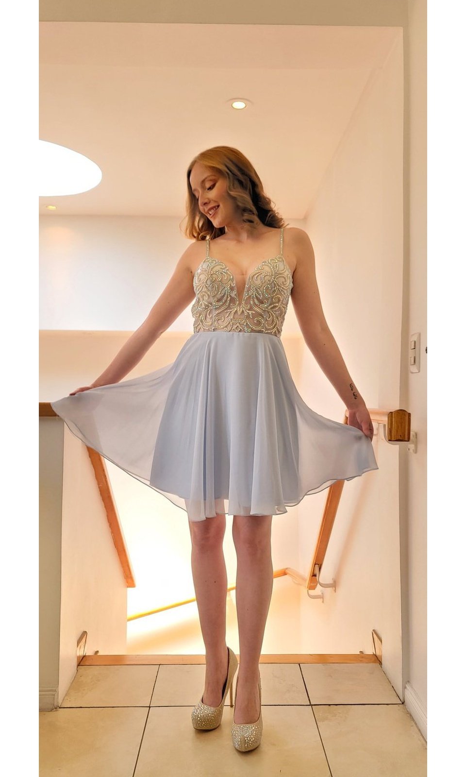 VESTIDO DE FIESTA CORTO C847S CELESTE