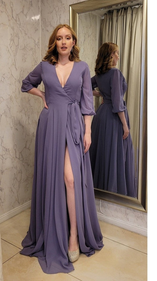 VESTIDO LARGO LM250 GRANATE