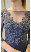 VESTIDO LARGO CON MANGAS LMV1017 GRIS GRAFITO