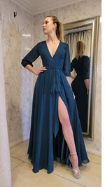 VESTIDO LARGO LM250 GRANATE