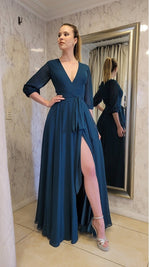 VESTIDO LARGO LM250 GRANATE