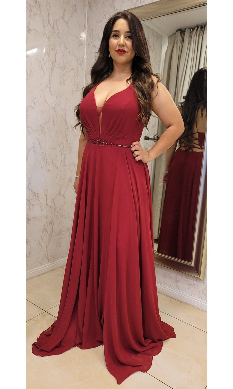 VESTIDO LARGO L026 GRANATE