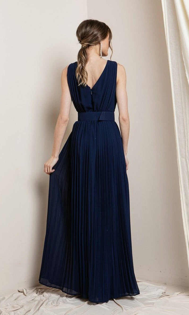 VESTIDO LARGO L21088 AZUL MARINO