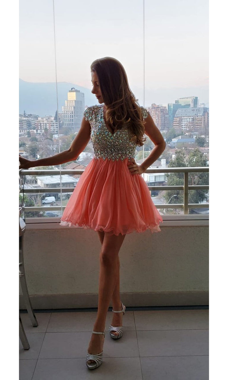 VESTIDO CORTO C2151 CORAL