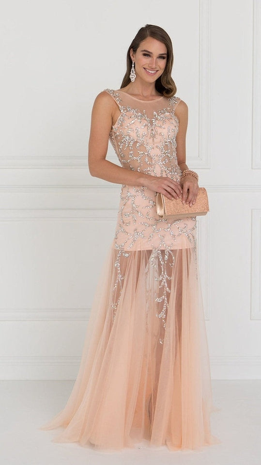 VESTIDO LARGO L2153 BEIGE