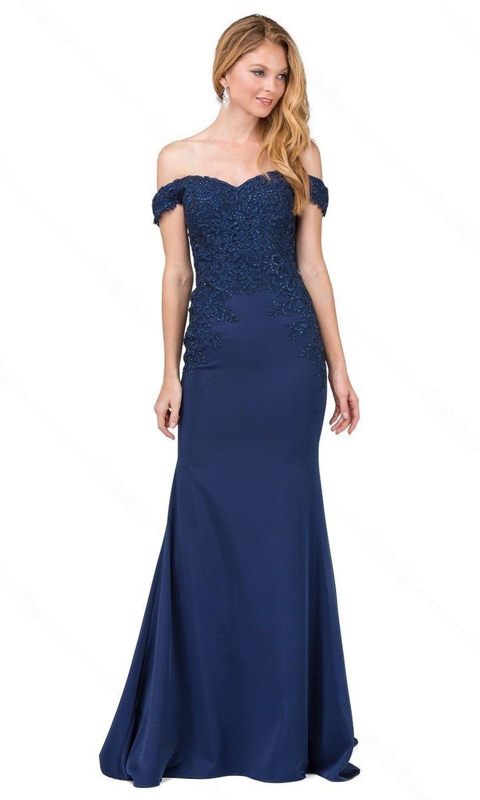 VESTIDO LARGO L2409 AZUL MARINO