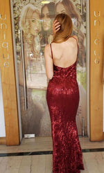 VESTIDO LARGO L5029 GRANATE