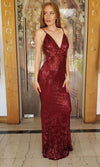 VESTIDO LARGO L5029 GRANATE