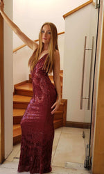 VESTIDO LARGO L5029 GRANATE